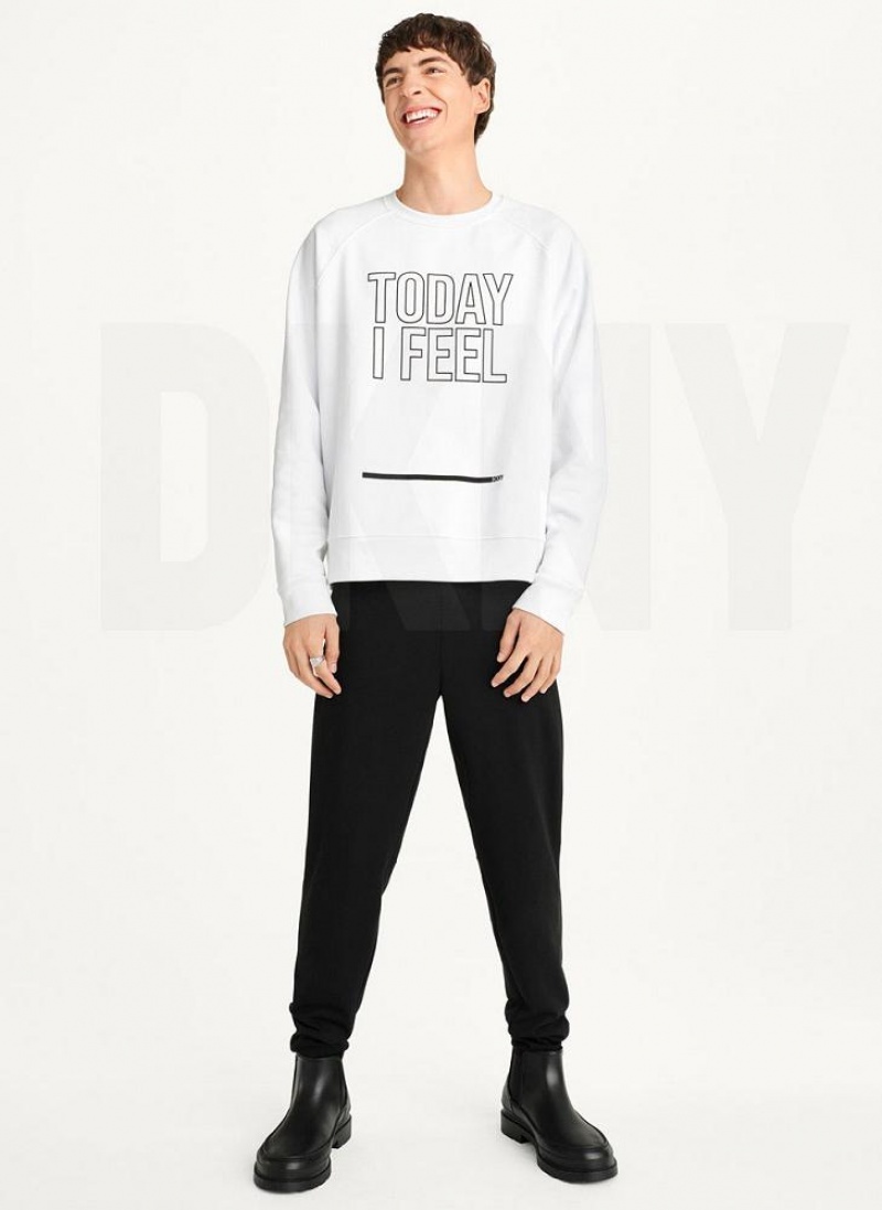 White DKNY Today I Feel Women's Sweatshirts | USA-D0361