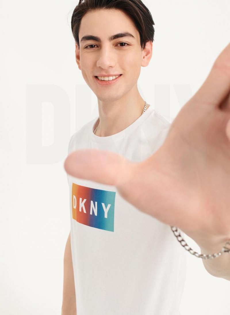 White DKNY Tropical Ombre Men's T Shirts | USA-D0575