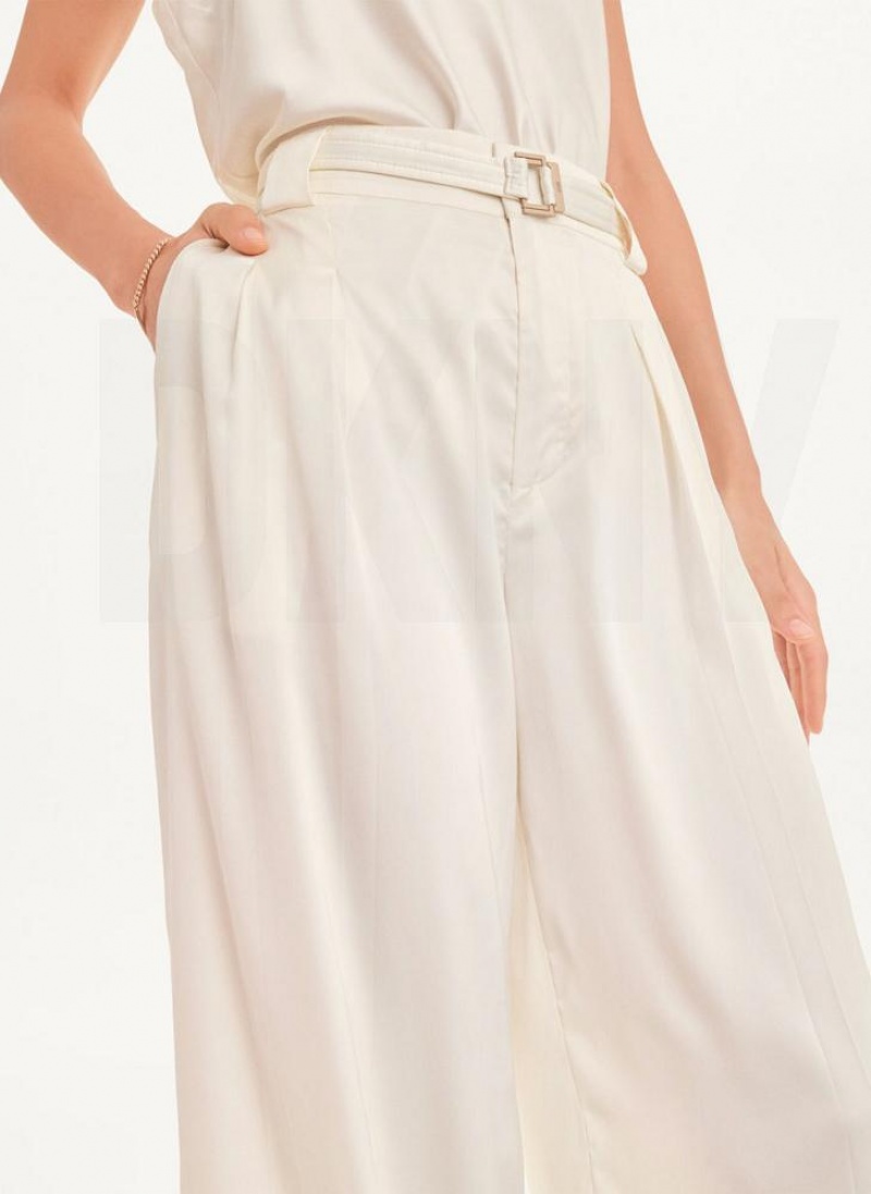 White DKNY Wide Leg Women's Pants | USA-D1092