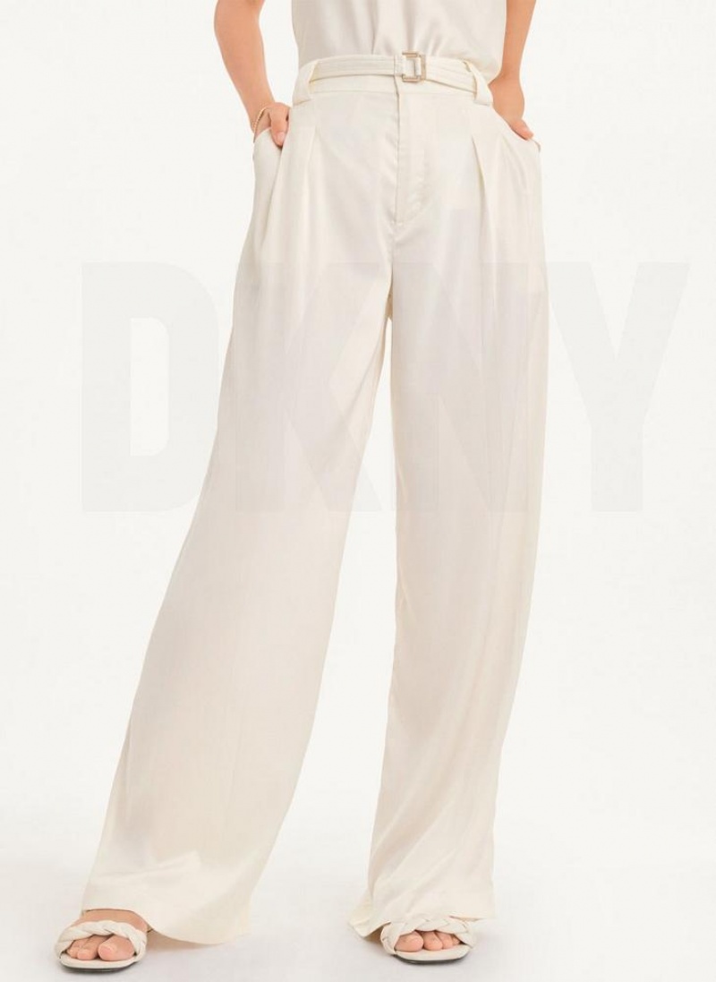 White DKNY Wide Leg Women\'s Pants | USA-D1092