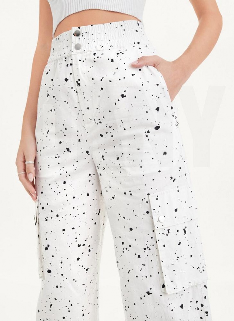 White Multicolor DKNY Splatter Print Women's Pants | USA-D1207