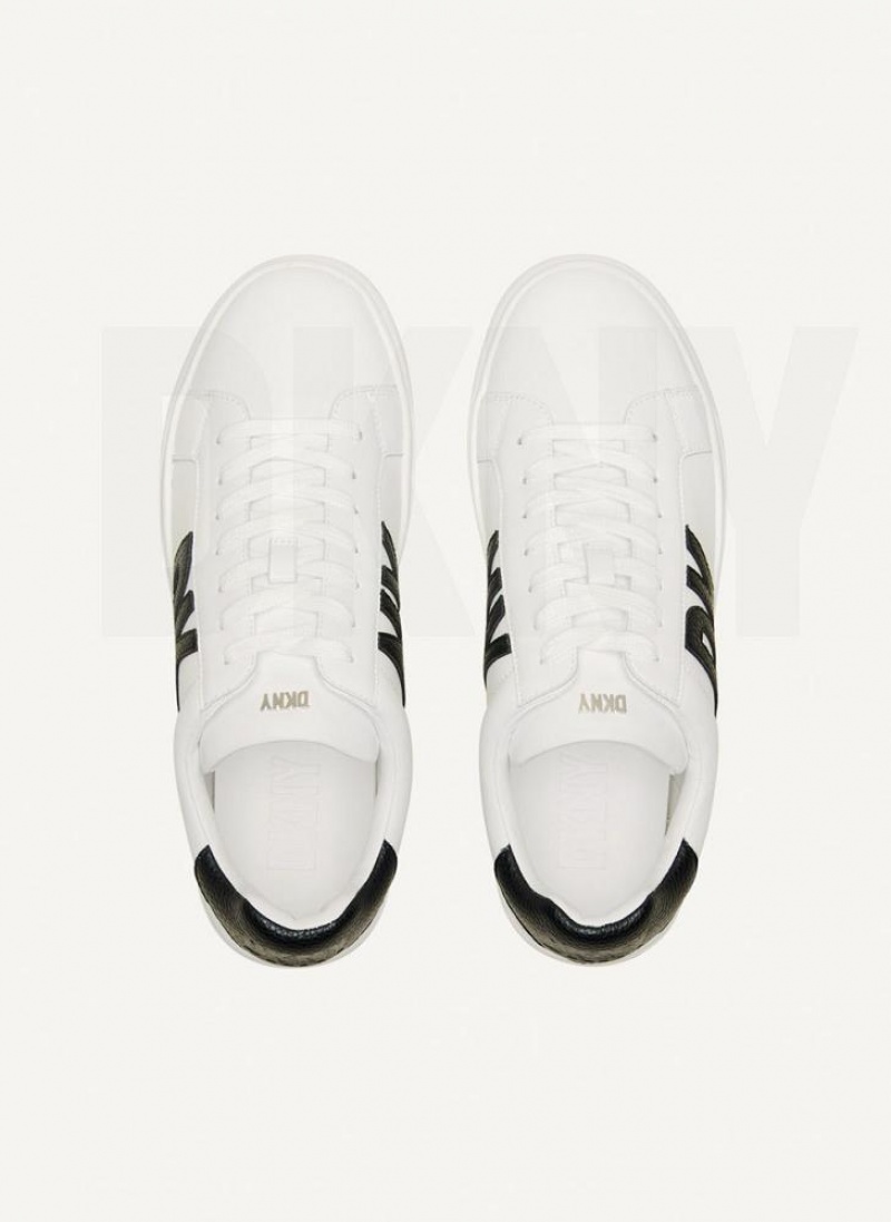 White / Black DKNY Abeni Lace Up Shoes Sneakers | USA-D0274