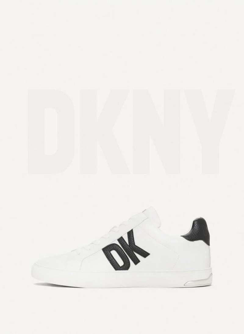 White / Black DKNY Abeni Lace Up Shoes Sneakers | USA-D0274