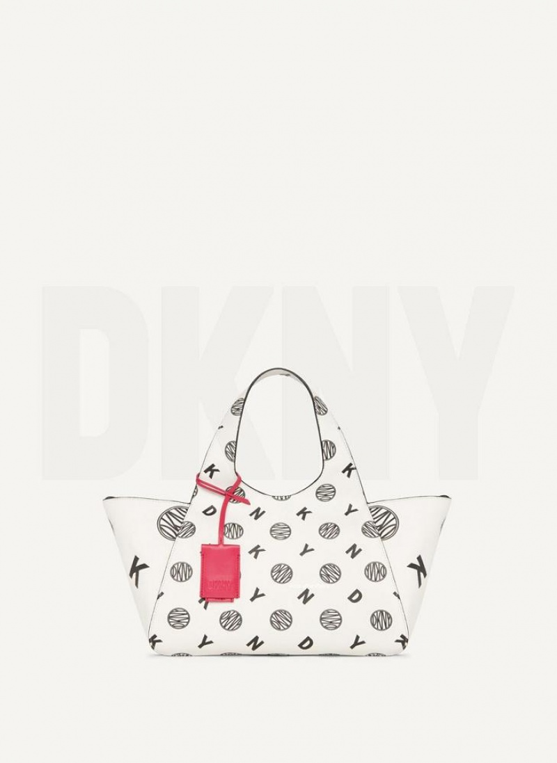White / Black DKNY The Medium Logo Effortless Tote Bags Crossbody Bags | USA-D1248