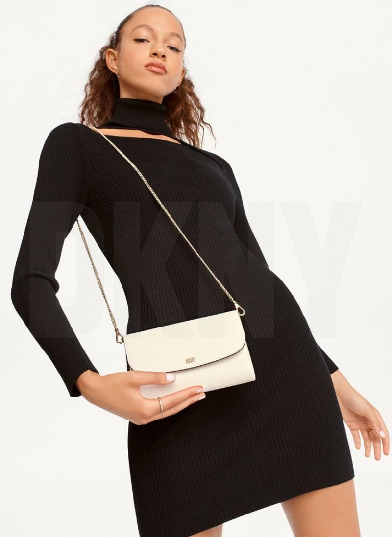 White / Gold DKNY Sidney On A Chain Bags Wallets | USA-D0655