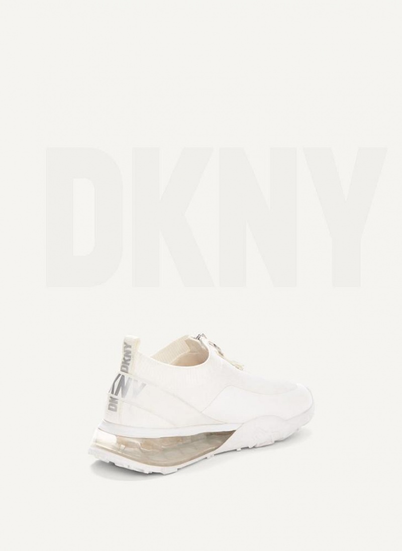 White / Silver DKNY Kadia Shoes Sneakers | USA-D1182