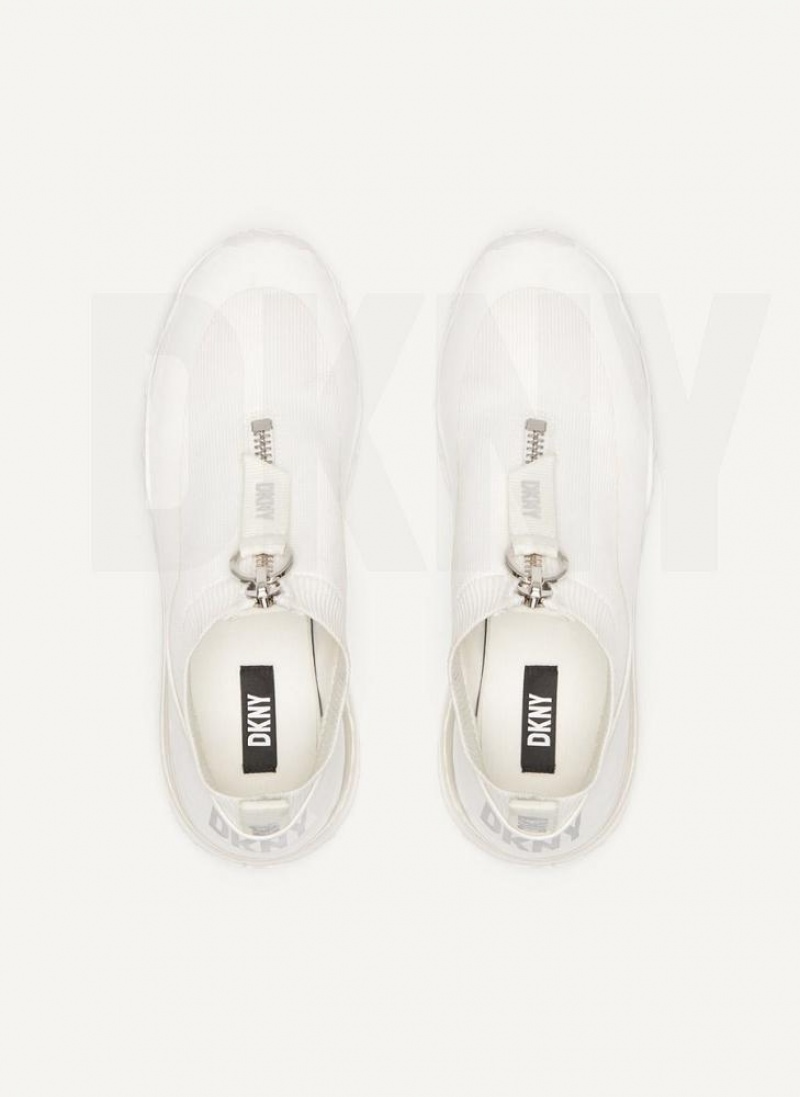 White / Silver DKNY Kadia Shoes Sneakers | USA-D1182
