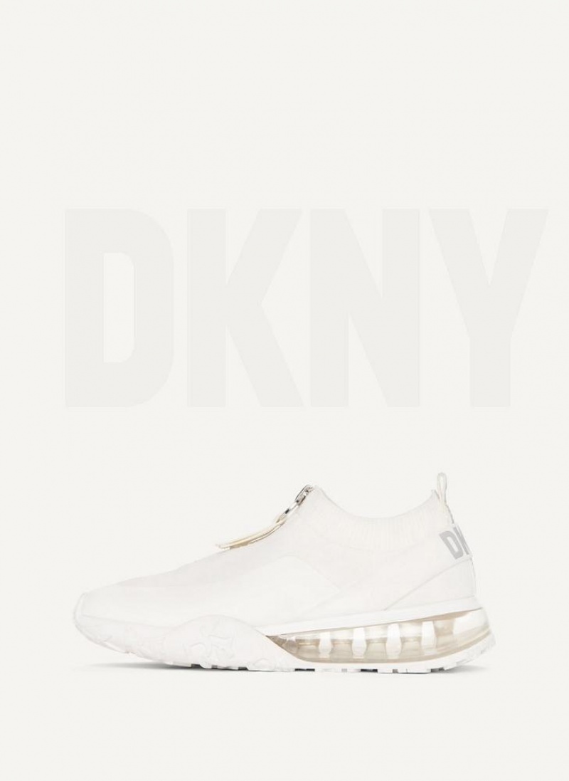 White / Silver DKNY Kadia Shoes Sneakers | USA-D1182