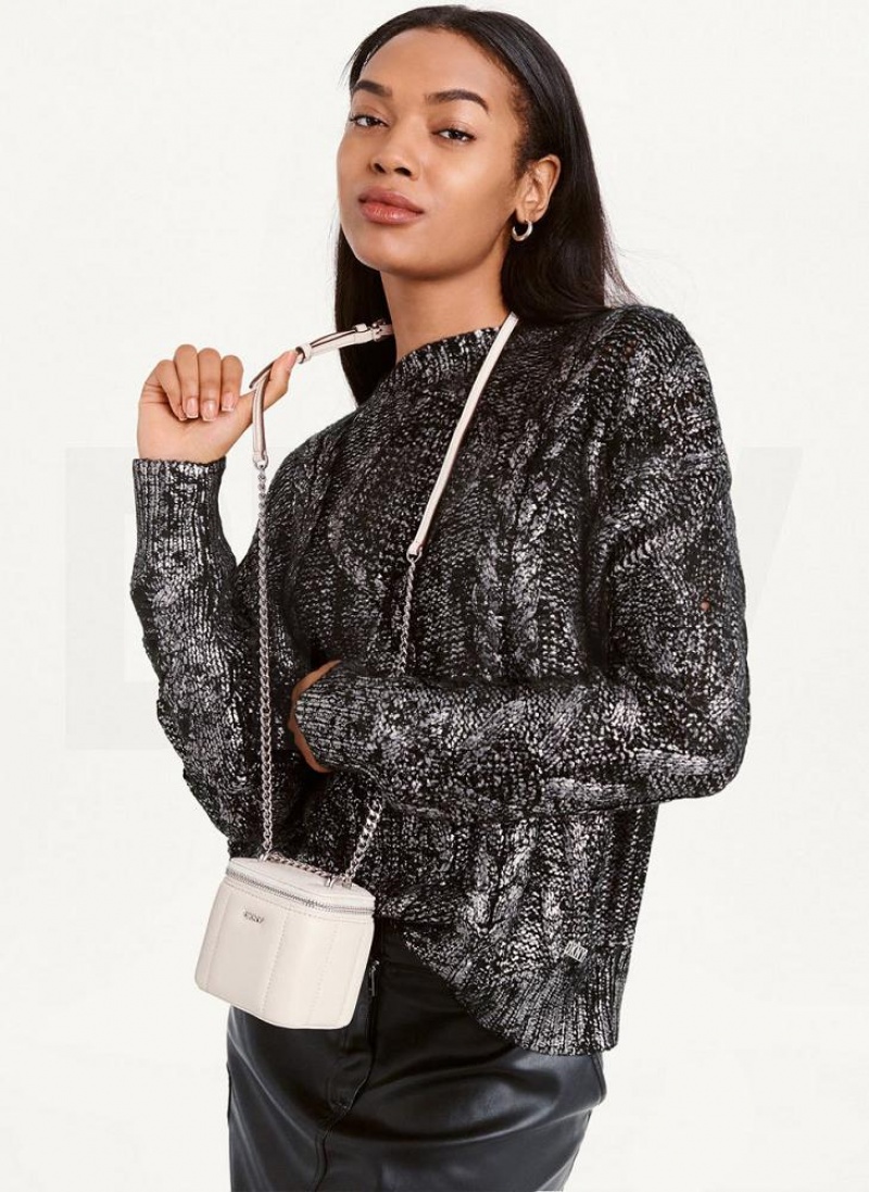 White / Silver DKNY Seva Mini Box Bags Crossbody Bags | USA-D1421
