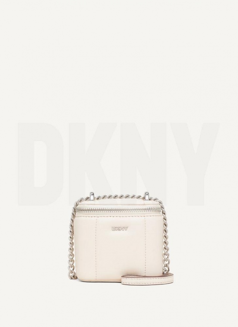 White / Silver DKNY Seva Mini Box Bags Crossbody Bags | USA-D1421