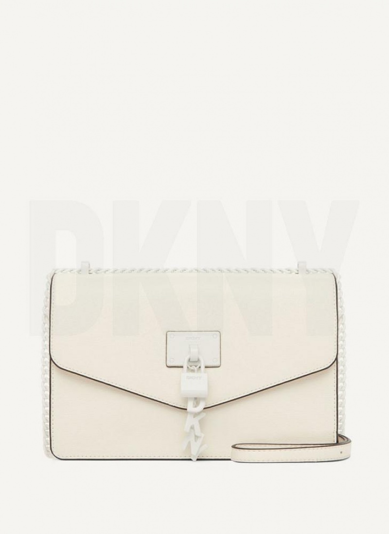 White / White DKNY Elissa Large Flap Bags Shoulder Bags | USA-D1969