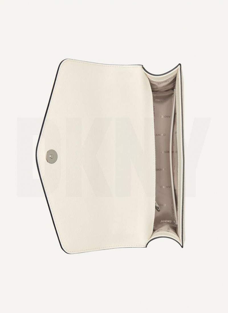 White / White DKNY Elissa Large Flap Bags Shoulder Bags | USA-D1969