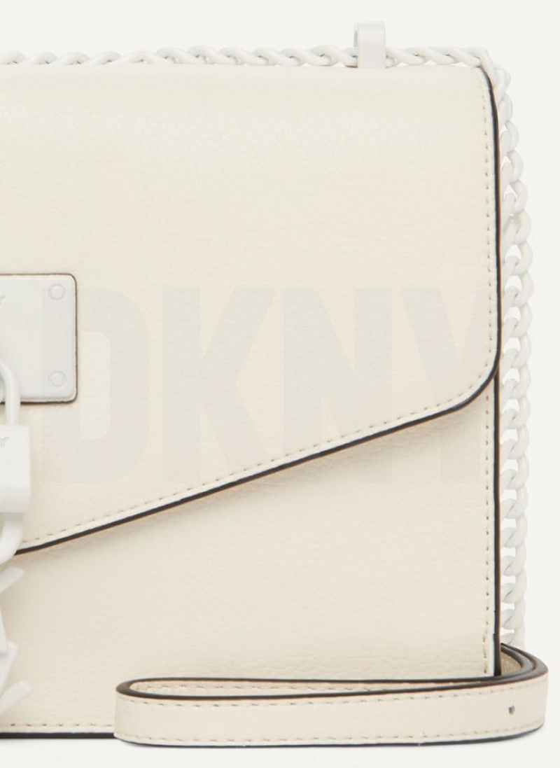 White / White DKNY Elissa Large Flap Bags Shoulder Bags | USA-D1969