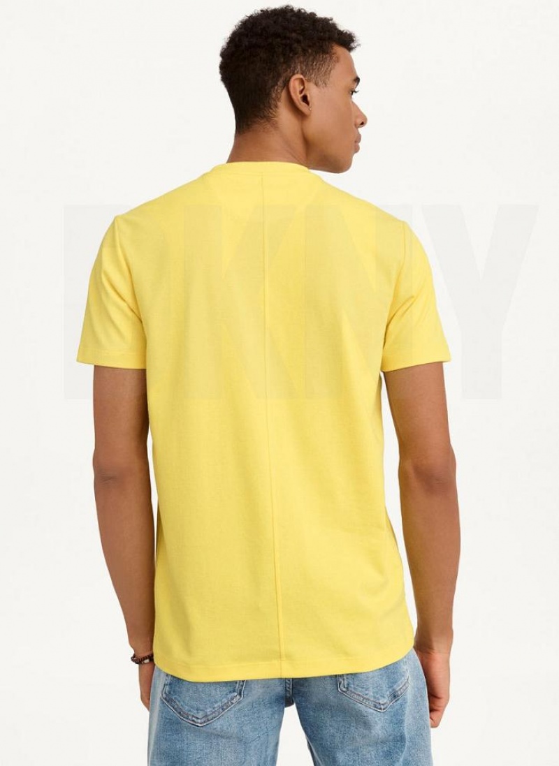 Yellow DKNY Cotton Poly Pique Men's T Shirts | USA-D0986
