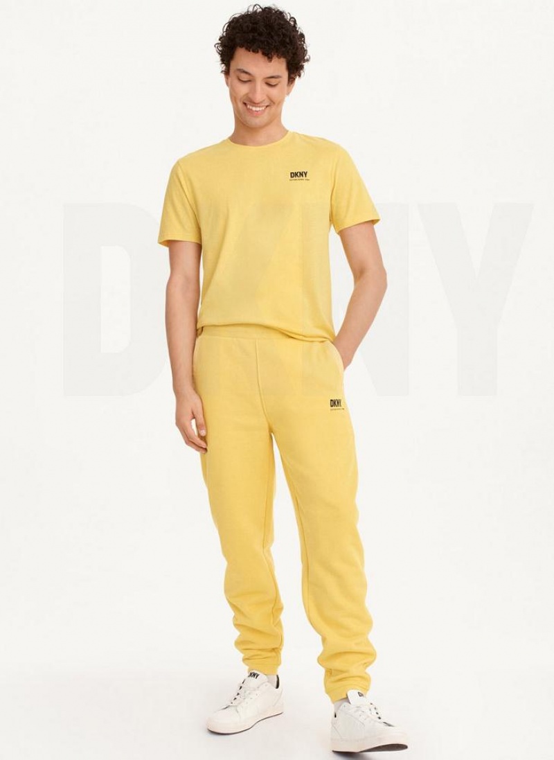 Yellow DKNY French Terry Men's Pants | USA-D1041