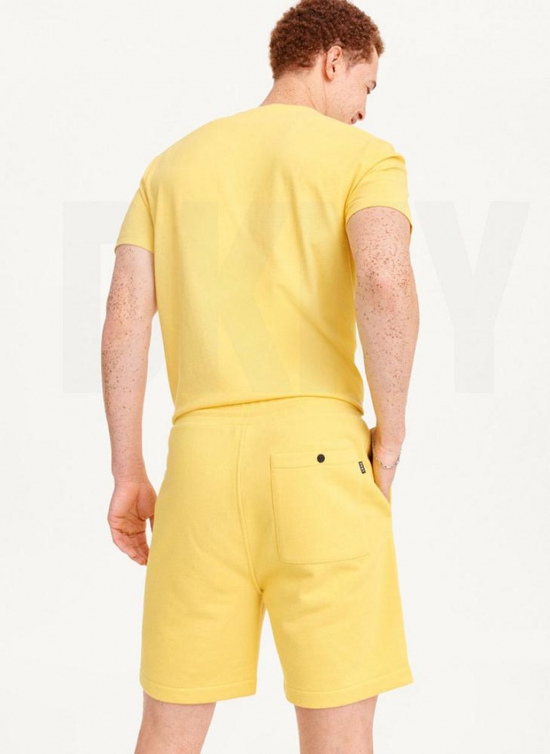 Yellow DKNY French Terry Men's Shorts | USA-D1869