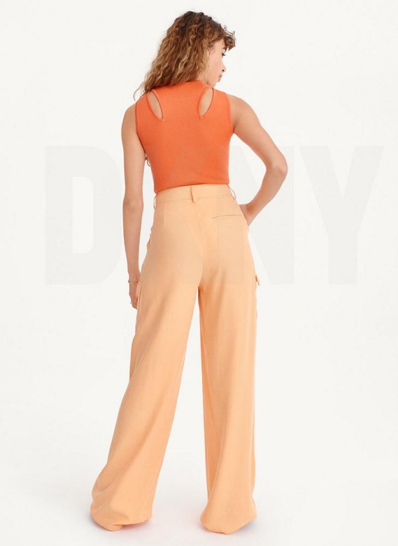 Yellow DKNY Frosted Twill Women's Pants | USA-D0338