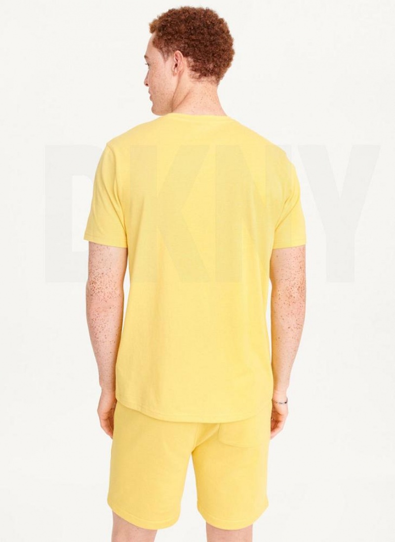 Yellow DKNY Left Chest Men's T Shirts | USA-D1700
