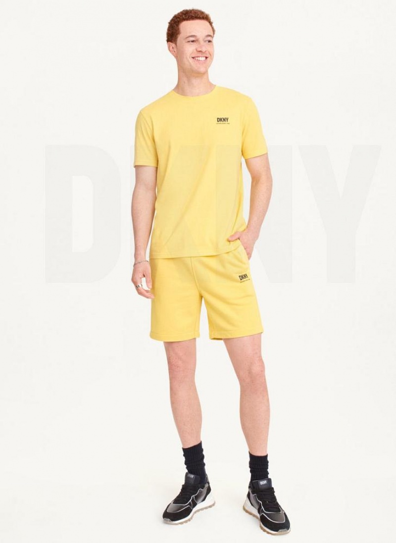 Yellow DKNY Left Chest Men's T Shirts | USA-D1700