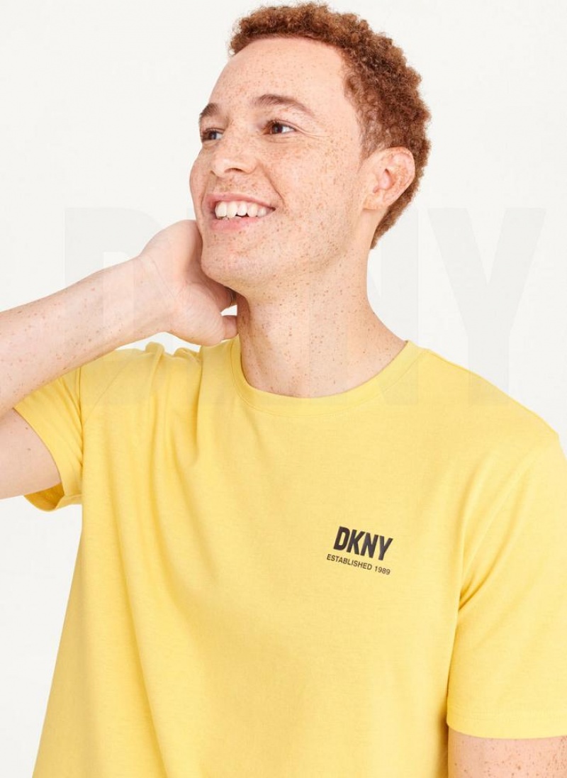 Yellow DKNY Left Chest Men's T Shirts | USA-D1700