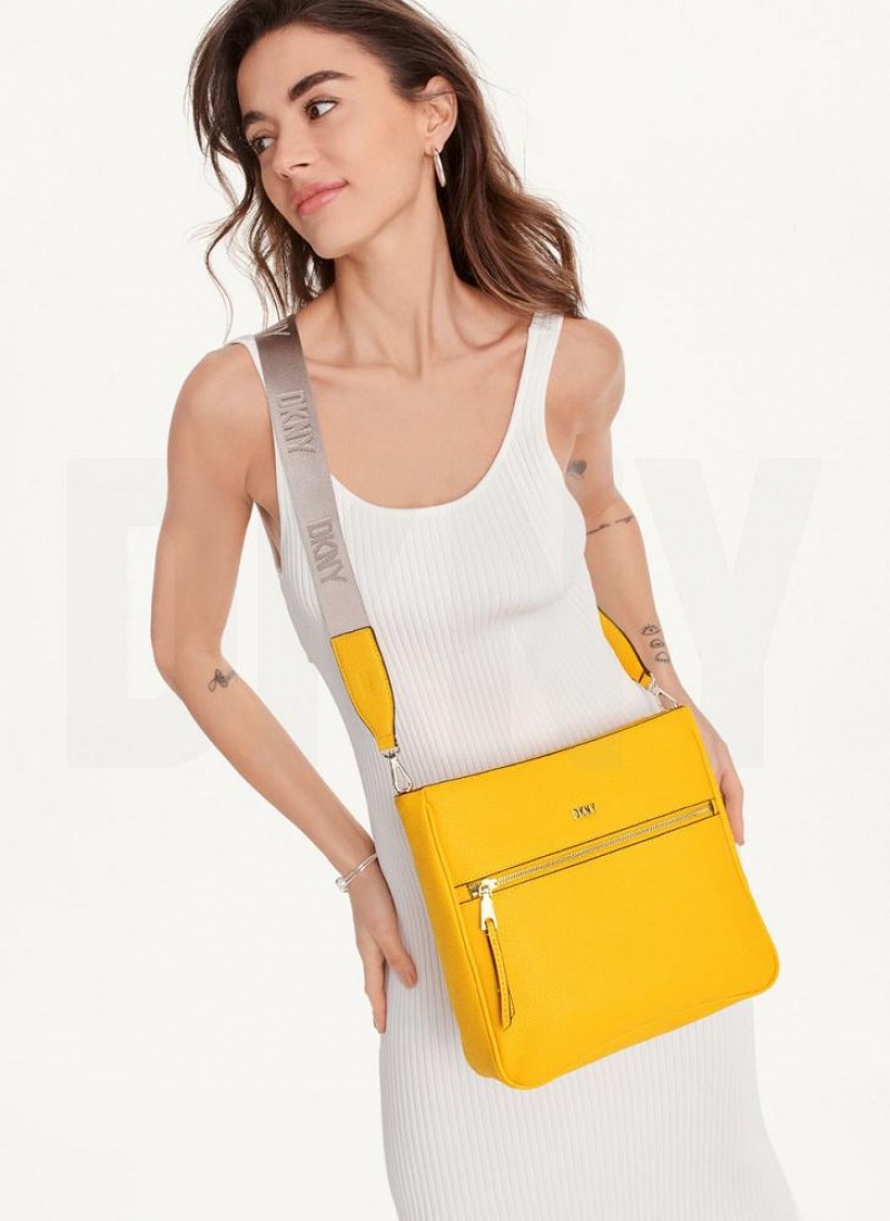 Yellow DKNY Maxine Messenger Bags Crossbody Bags | USA-D0880