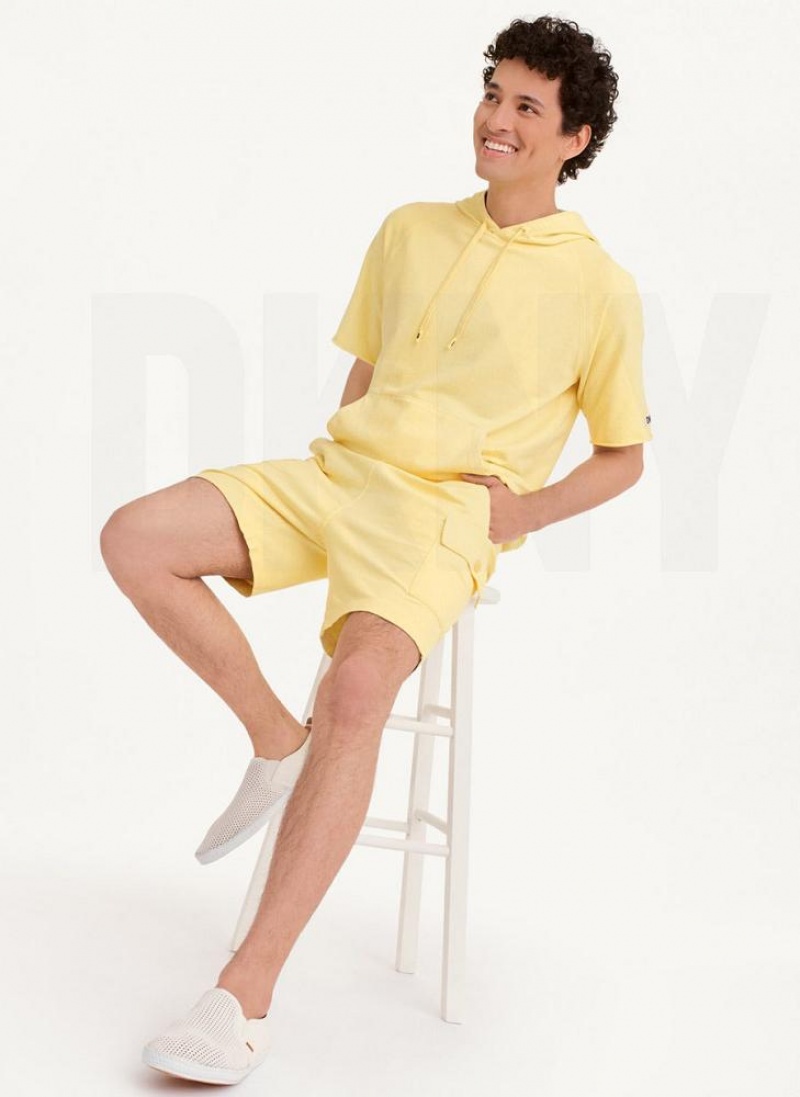 Yellow DKNY Pigment Garment Dye Men's Shorts | USA-D0226