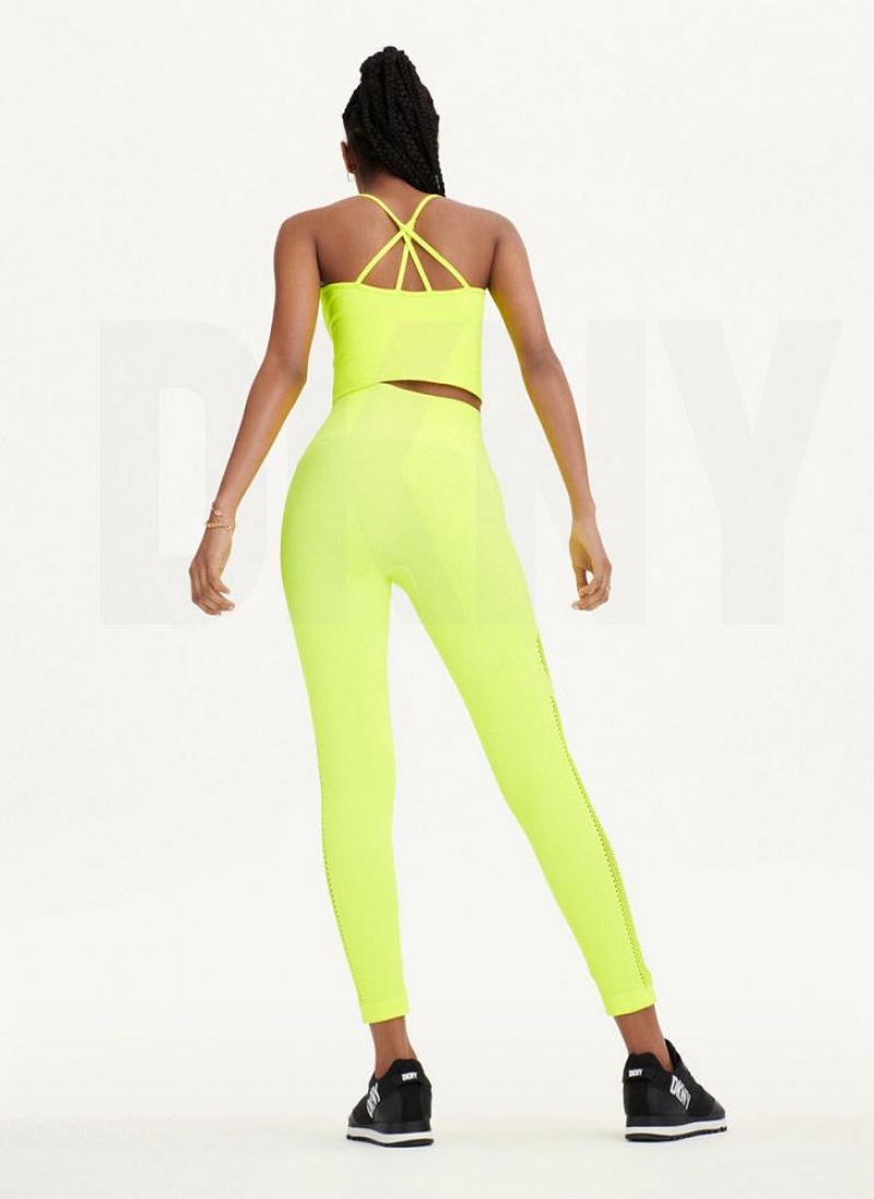 Yellow DKNY Rib Knit High Waisted Seamless Women's Leggings | USA-D0835