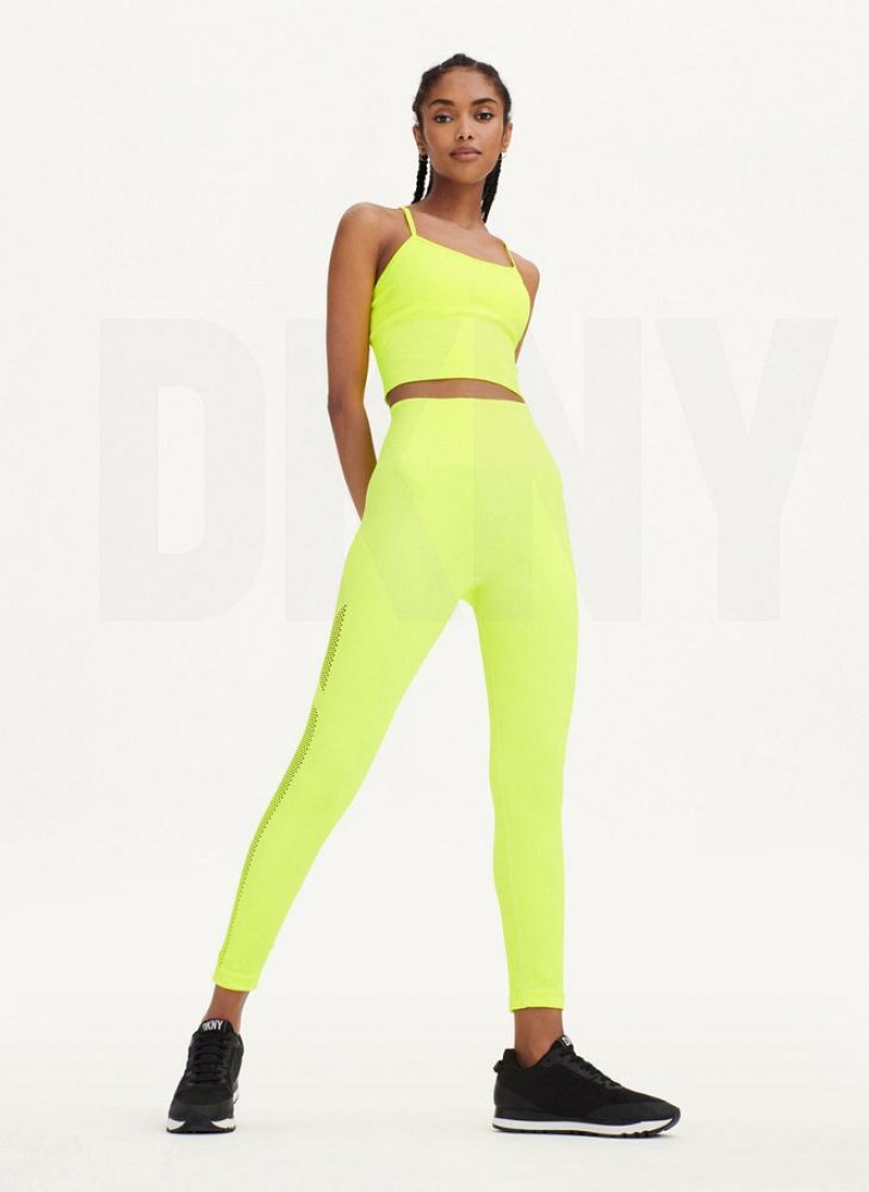 Yellow DKNY Rib Knit High Waisted Seamless Women's Leggings | USA-D0835