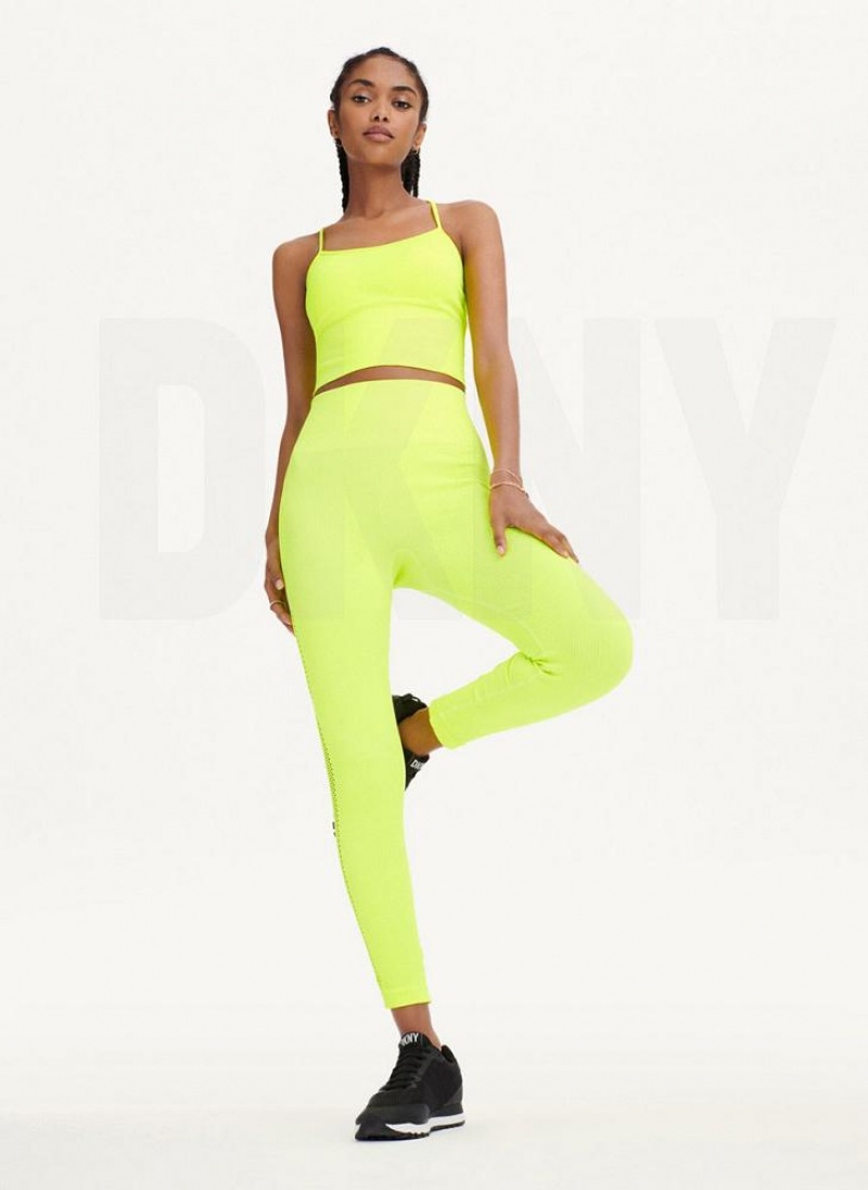 Yellow DKNY Rib Knit High Waisted Seamless Women's Leggings | USA-D0835