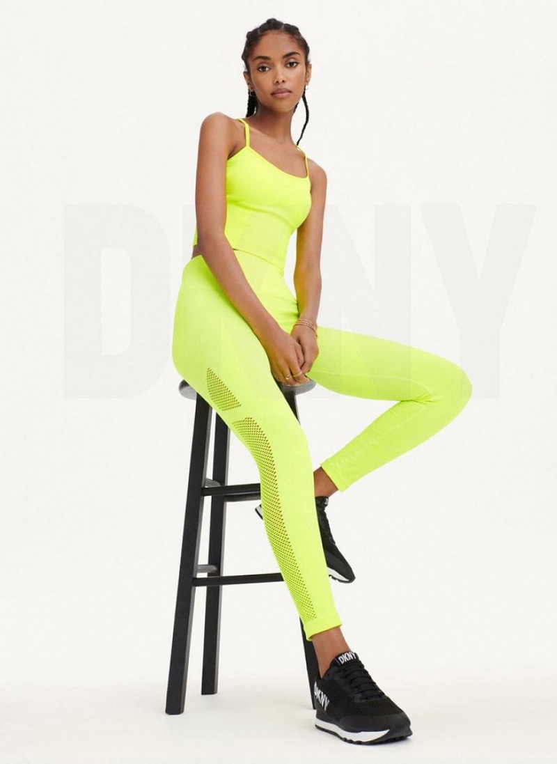 Yellow DKNY Rib Knit High Waisted Seamless Women's Leggings | USA-D0835