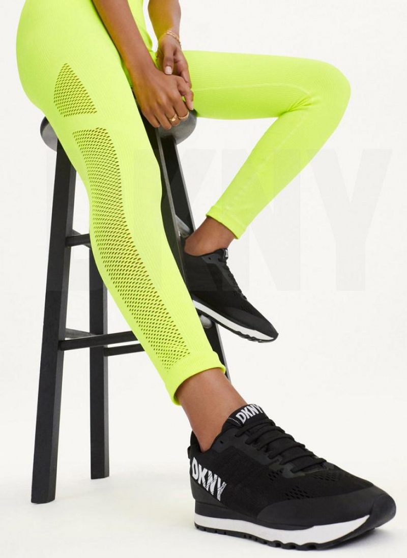 Yellow DKNY Rib Knit High Waisted Seamless Women's Leggings | USA-D0835