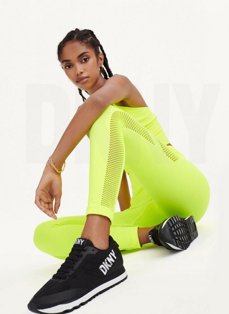 Yellow DKNY Rib Knit High Waisted Seamless Women\'s Leggings | USA-D0835