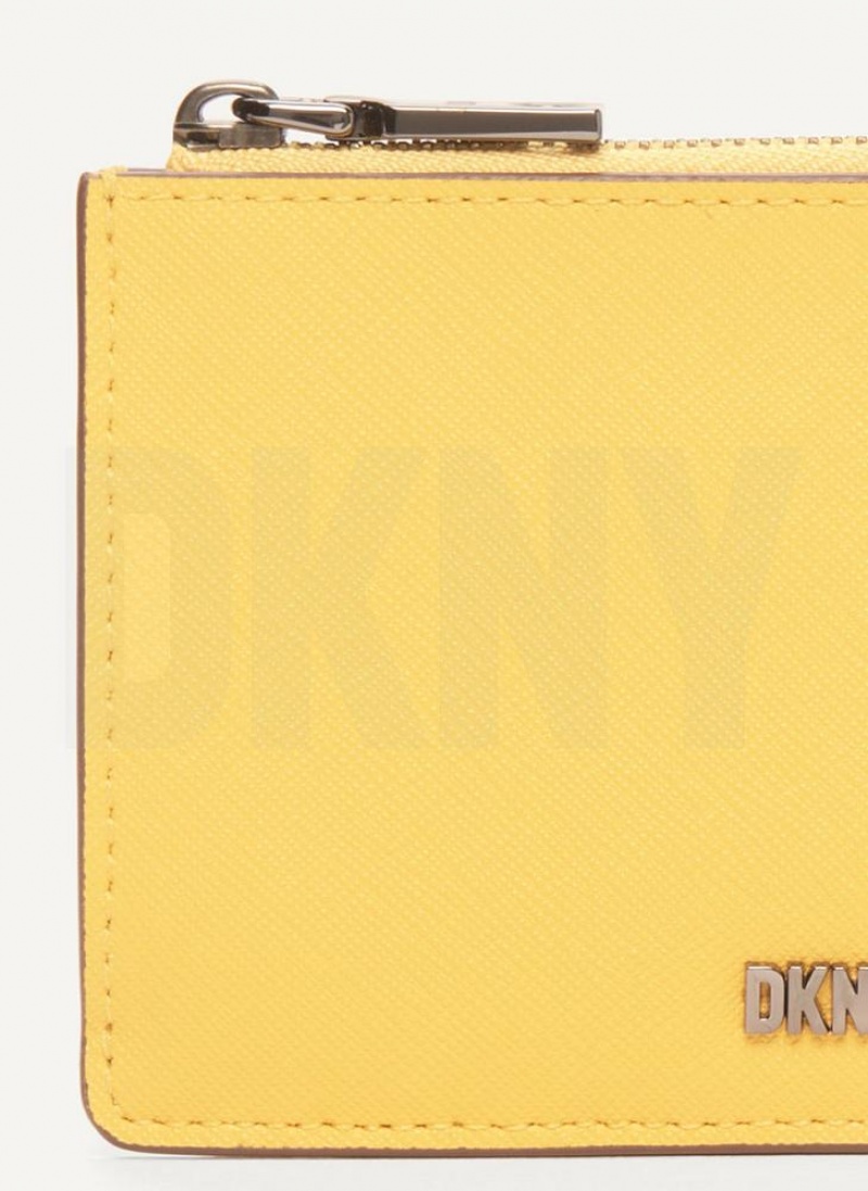 Yellow DKNY Sidney Key Card Case Bags Wallets | USA-D0183