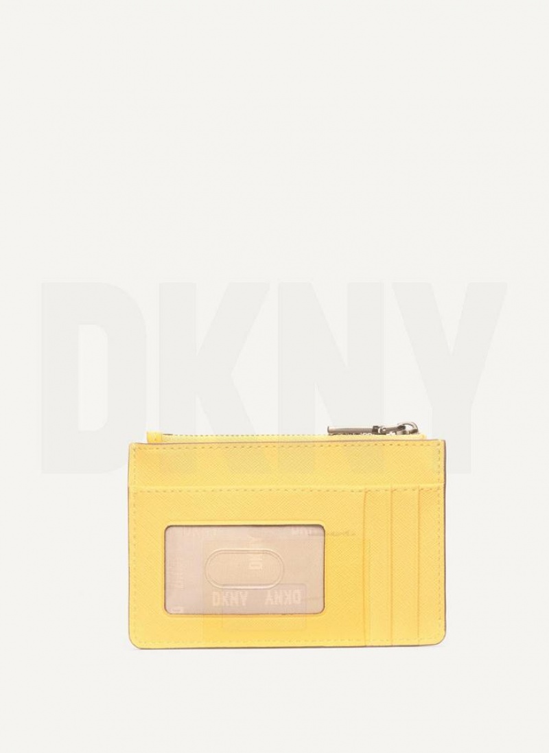 Yellow DKNY Sidney Key Card Case Bags Wallets | USA-D0183