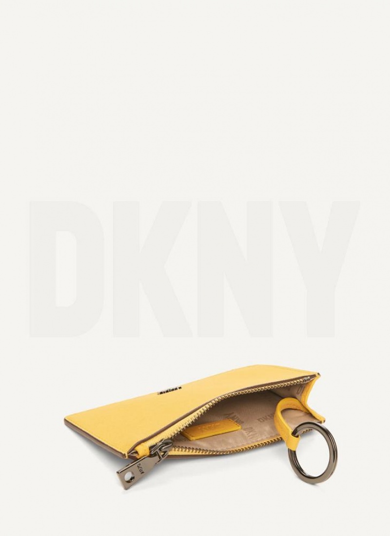 Yellow DKNY Sidney Key Card Case Bags Wallets | USA-D0183