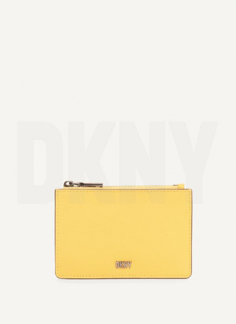Yellow DKNY Sidney Key Card Case Bags Wallets | USA-D0183