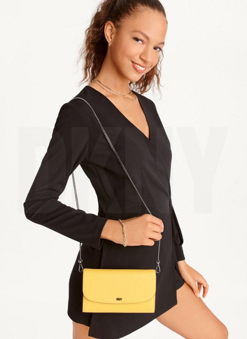 Yellow DKNY Sidney On A Chain Bags Wallets | USA-D0344