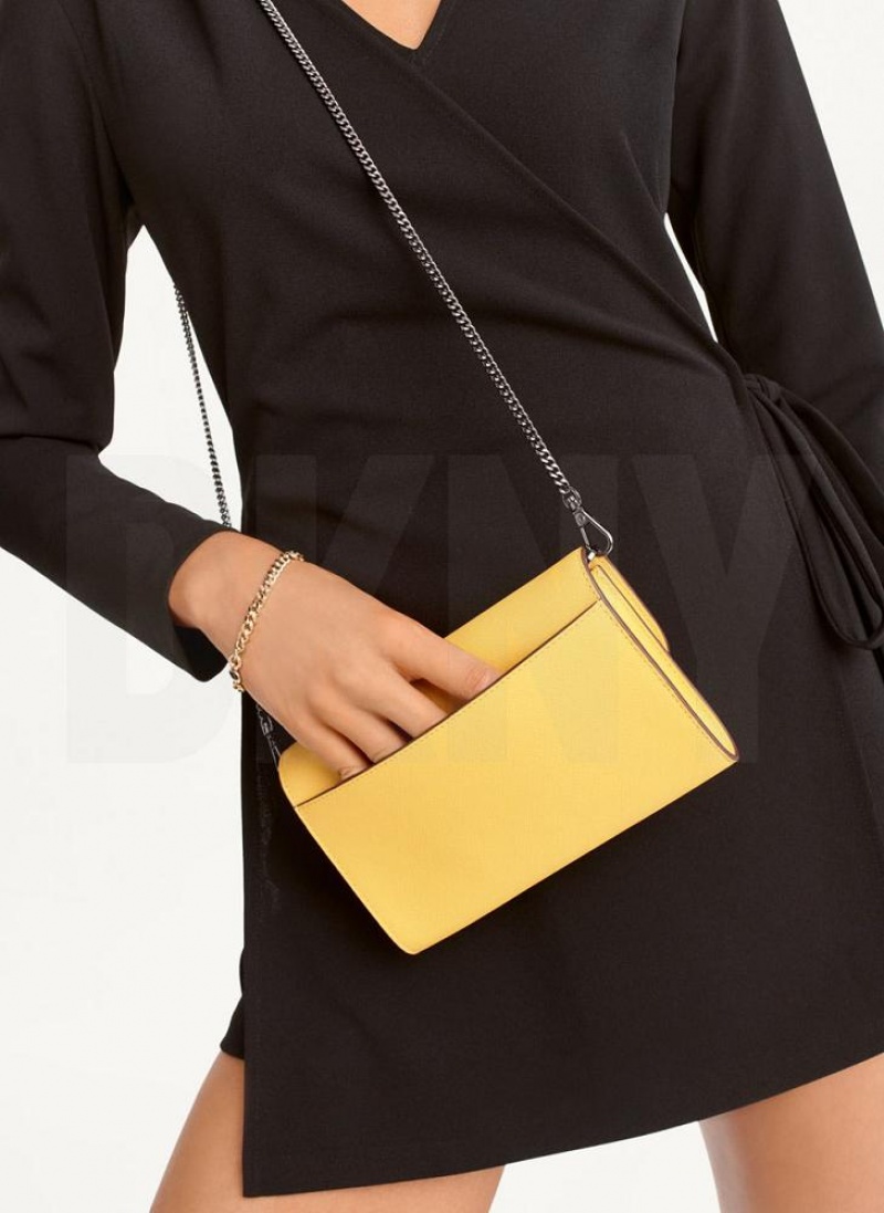 Yellow DKNY Sidney On A Chain Bags Wallets | USA-D0344