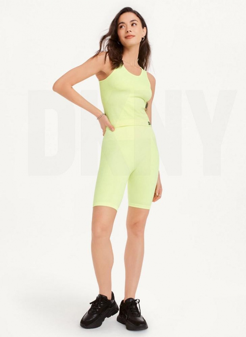 Yellow DKNY Twill Seamless Bike Women's Shorts | USA-D0152