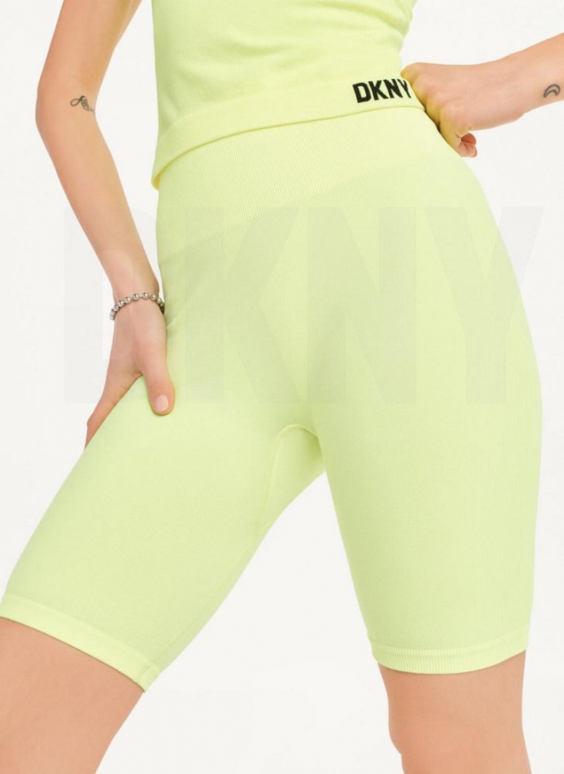 Yellow DKNY Twill Seamless Bike Women\'s Shorts | USA-D0152