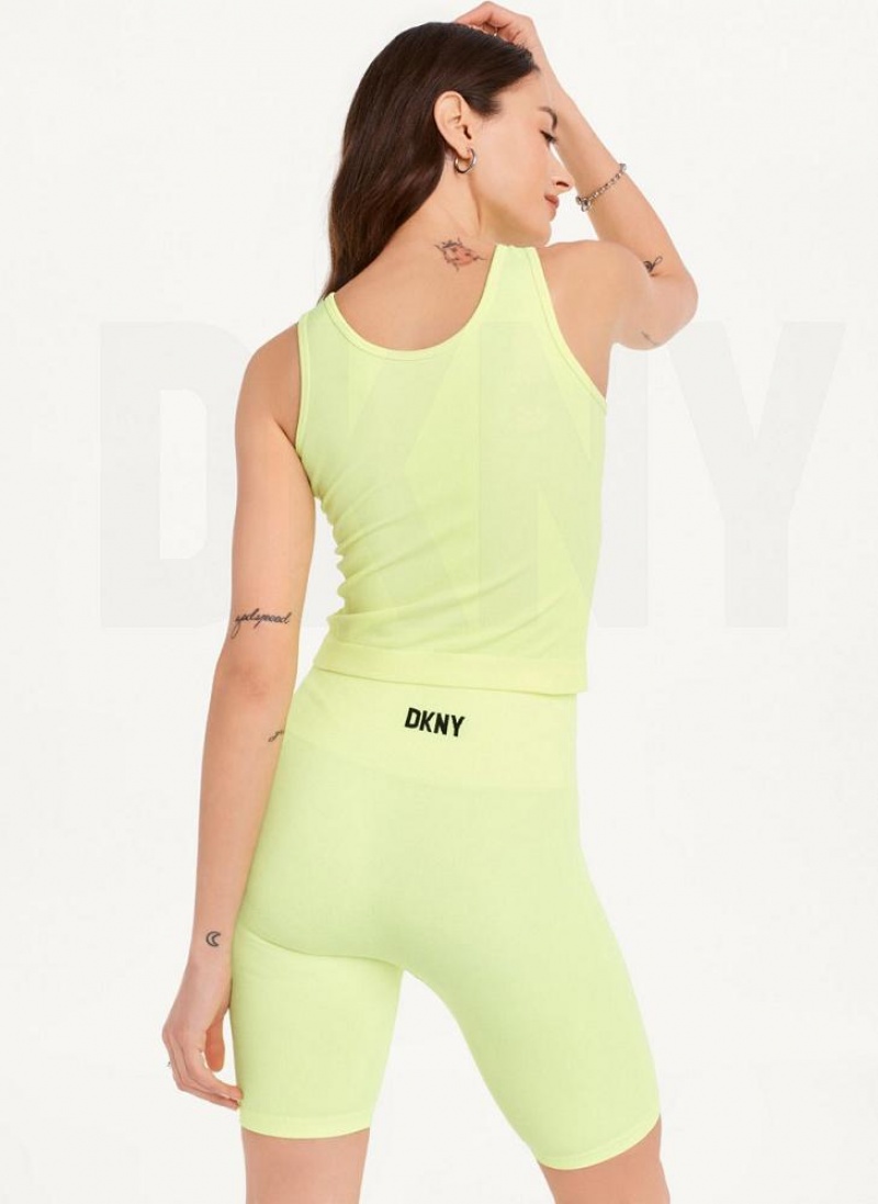 Yellow DKNY Twill Seamless Scoop Neck Women's Tank Tops | USA-D1735