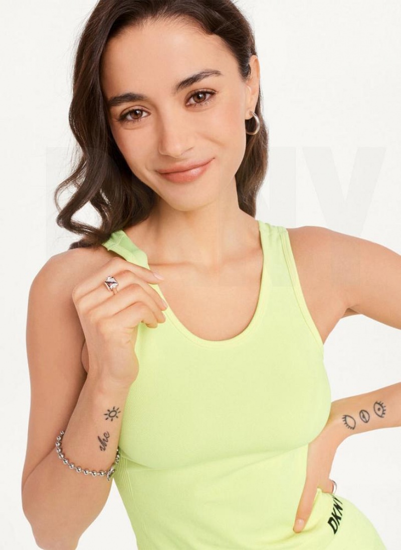 Yellow DKNY Twill Seamless Scoop Neck Women's Tank Tops | USA-D1735